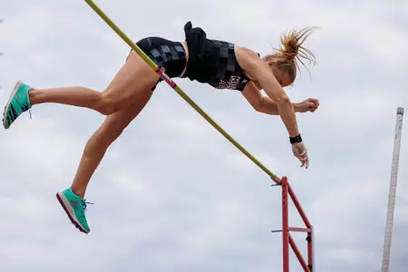 STARKVILLE, MS - April 29, 2023 - Mississippi State Jumper Emma Hunt during the Maroon and White Invite at the Mike Sanders Track Complex in Starkville, MS. Photo By Jaden Powell