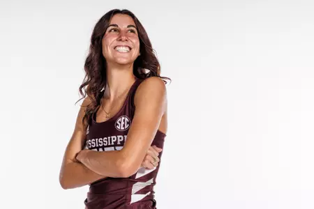 STARKVILLE, MS - August 14, 2023 - Mississippi State Distance Runner Trinity Holland during 2023-2024 Cross Country Production Day at the Holliman Athletic Center at Mississippi State University in Starkville, MS. Photo By Mike Mattina