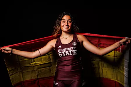 STARKVILLE, MS - October 25, 2023 - Mississippi State?s Gabriela Sanz MartÃnez during 2023-2024 Track & Field Production Day at the Holliman Athletic Center at Mississippi State University in Starkville, MS. Photo By Jaden Powell