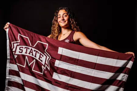 STARKVILLE, MS - October 25, 2023 - Mississippi State?s Gabriela Sanz MartÃnez during 2023-2024 Track & Field Production Day at the Holliman Athletic Center at Mississippi State University in Starkville, MS. Photo By Jaden Powell