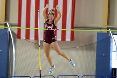 BIRMINGHAM, AL - January 13, 2024 - Mississippi State Jumper Julia Lasley during the UAB Vulcan Invite at the Birmingham Crossplex in Birmingham, AL. Photo by Michael Wade