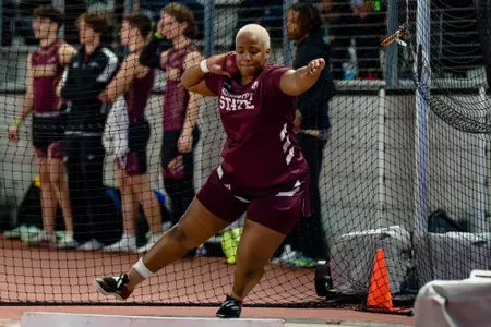 BIRMINGHAM, AL - January 21, 2024 - Mississippi State Thrower Rickea Atkins during the UAB Vulcan Invite at the Birmingham Crossplex in Birmingham, AL. Photo by Sheryl Lowery