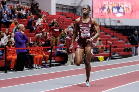 BIRMINGHAM, AL - January 26, 2024 - Mississippi State Hurdler Rosealee Cooper during the Razorback Invitational at the Randal Tyson Track Center in Fayetteville, AR. Photo by Will Porada