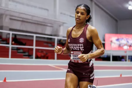 BIRMINGHAM, AL - January 26, 2024 - Mississippi State's Kennedy Jackson during the Razorback Invitational at the Randal Tyson Track Center in Fayetteville, AR. Photo by Will Porada
