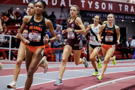 BIRMINGHAM, AL - January 26, 2024 - Mississippi State Distance Runner Hayley Ogle during the Razorback Invitational at the Randal Tyson Track Center in Fayetteville, AR. Photo by Will Porada