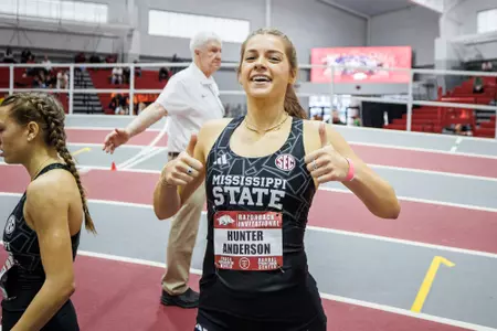 BIRMINGHAM, AL - January 27, 2024 - Mississippi State Distance Runner Hunter Anderson during the Razorback Invitational at the Randal Tyson Track Center in Fayetteville, AR. Photo by Will Porada