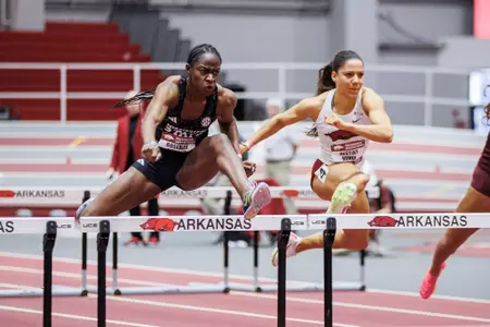 BIRMINGHAM, AL - January 27, 2024 - Mississippi State Hurdler Rosealee Cooper during the Razorback Invitational at the Randal Tyson Track Center in Fayetteville, AR. Photo by Will Porada