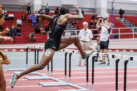 BIRMINGHAM, AL - January 27, 2024 - Mississippi State Hurdler Rosealee Cooper during the Razorback Invitational at the Randal Tyson Track Center in Fayetteville, AR. Photo by Will Porada