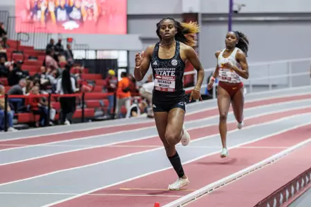 BIRMINGHAM, AL - January 27, 2024 - Mississippi State Sprinter Michaela McCall during the Razorback Invitational at the Randal Tyson Track Center in Fayetteville, AR. Photo by Will Porada