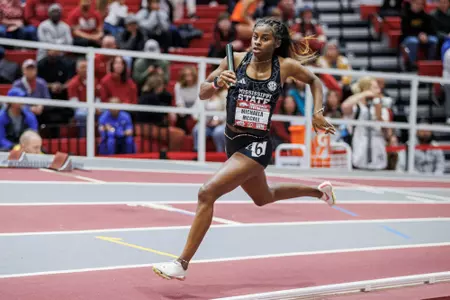 BIRMINGHAM, AL - January 27, 2024 - Mississippi State Sprinter Michaela McCall during the Razorback Invitational at the Randal Tyson Track Center in Fayetteville, AR. Photo by Will Porada