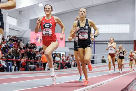 BIRMINGHAM, AL - January 27, 2024 - Mississippi State Distance Runner Hayley Ogle during the Razorback Invitational at the Randal Tyson Track Center in Fayetteville, AR. Photo by Will Porada