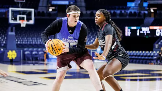 SOUTH BEND, IN - March 16, 2023 - Mississippi State Guard/Forward Debreasha Powe (#21) during 2023 Women’s Basketball NCAA Tournament Practice at Purcell Pavilion in South Bend, IN. Photo By Kevin Snyder