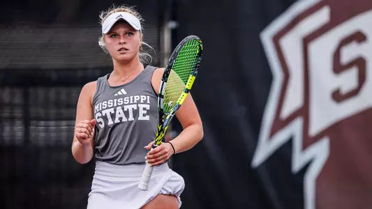 STARKVILLE, MS - February 03, 2024 - Mississippi State's Jayna Clemens during the match between the UAB Blazers and the Mississippi State Bulldogs at the AJ Pitts Tennis Centre in Starkville, MS. Photo By Will Porada