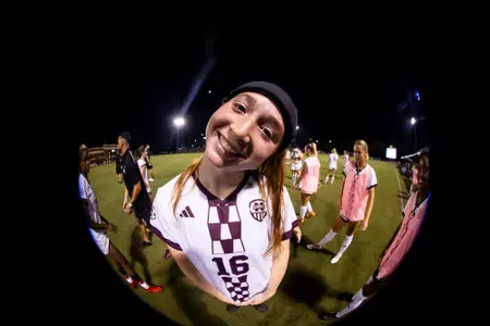 STARKVILLE, MS - August 24, 2023 - Mississippi State Defender Rylie Combs (#16) during the match between the North Western State Lady Demons and the Mississippi State Bulldogs at the MSU Soccer Field in Starkville, MS. Photo By Mike Mattina