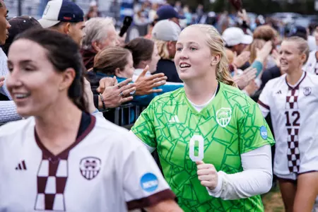 STARKVILLE, MS - November 11, 2023 - Mississippi State Goal Keeper Katelyn Carroll (#0) after the First Round NCAA match between the Providence Friars and the Mississippi State Bulldogs at the MSU Soccer Field in Starkville, MS. Photo By Will Porada