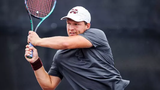 STARKVILLE, MS - May 06, 2023 - Mississippi State's Michal Novansky during the NCAA Regionals Second Round Match between the Middle Tennessee State Blue Raiders and the Mississippi State Bulldogs at the AJ Pitts Tennis Centre in Starkville, MS. Photo By Kevin Snyder