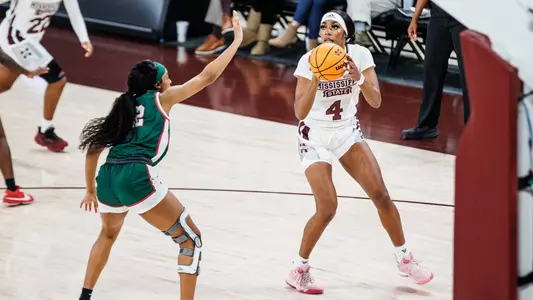 STARKVILLE, MS - December 29, 2023 - Mississippi State Forward/Center Jessika Carter (#4) during the game between the Mississippi Valley State Delta Devils and the Mississippi State Bulldogs at Humphrey Coliseum in Starkville, MS. Photo By Mike Mattina