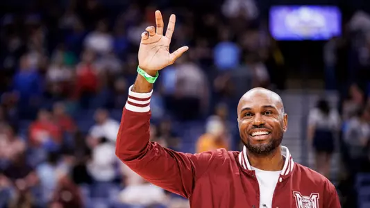 NASHVILLE, TN - March 14, 2024 - Timmy Bowers during the game between the LSU Tigers and the Mississippi State Bulldogs during the SEC Tournament at Bridgestone Arena in Nashville, TN. Photo By Mike Mattina