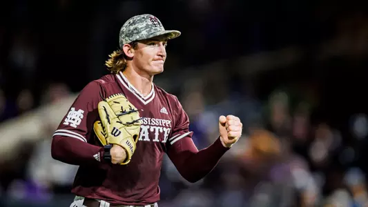 STARKVILLE, MS - March 15, 2024 - Mississippi State Pitcher/Infielder/Outfielder Nolan Stevens (#36) during the game between the LSU Tigers and the Mississippi State Bulldogs at Dudy Noble Field at Polk-Dement Stadium in Starkville, MS. Photo By Jaden Powell