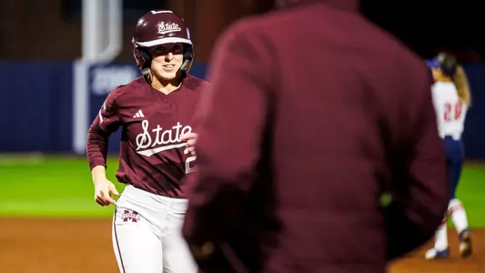STARKVILLE, MS - March 08, 2024 - Mississippi State Infielder Kat Wallace (#2) during the game between the Ole Miss Rebels and the Mississippi State Bulldogs at the Ole Miss Softball Complex in Oxford, MS. Photo By Ivy Rose Ball