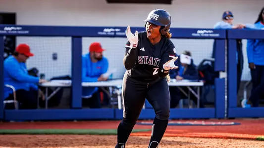 STARKVILLE, MS - March 10, 2024 - Mississippi State Outfielder Saleyna Daniel (#25) during the game between the Ole Miss Rebels and the Mississippi State Bulldogs at the Ole Miss Softball Complex in Oxford, MS. Photo By Ivy Rose Ball