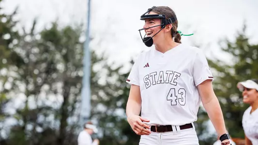 STARKVILLE, MS - March 17, 2024 - Mississippi State Pitcher Hosanna Lindblade (#43) during the game between the Texas A&M Aggies and the Mississippi State Bulldogs at Nusz Park in Starkville, MS. Photo By Jaden Powell
