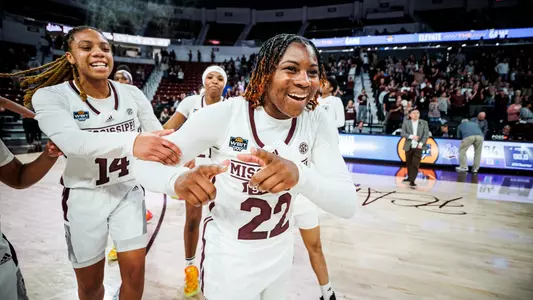 STARKVILLE, MS - March 21, 2024 - Mississippi State Guard Jasmine Brown (#22) during the game between the Georgia Tech Yellow Jackets and the Mississippi State Bulldogs at Humphrey Coliseum in Starkville, MS. Photo By Jaden Powell