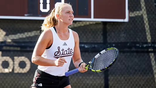 STARKVILLE, MS - October 28, 2023 - Mississippi State's Alexandra Mikhailuk during the John Cade Tennis Invitational at the AJ Pitts Tennis Centre in Starkville, MS. Photo By Ivy Rose Ball