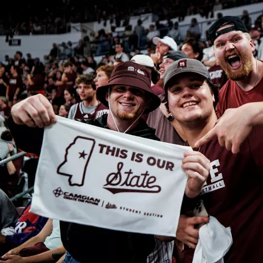 STARKVILLE, MS - February 21, 2024 - Mississippi State Fans during the game between the Ole Miss Rebels and the Mississippi State Bulldogs at Humphrey Coliseum in Starkville, MS. Photo By Mike Mattina