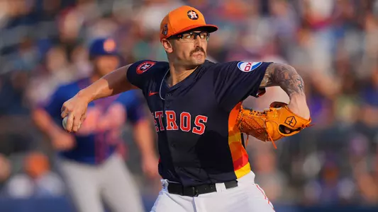 Mar 16, 2024; West Palm Beach, Florida, USA; Houston Astros starting pitcher J.P. France (68) pitches in the first inning against the New York Mets at CACTI Park of the Palm Beaches. Mandatory Credit: Jim Rassol-USA TODAY Sports