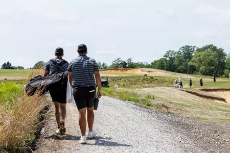 WEST POINT, MS - April 16, 2024 - Mississippi State's Drew Wilson and Mississippi State Assistant Coach Kolton Lapa during the Mossy Oak Collegiate at Mossy Oak in West Point, MS. Photo By Jaden Powell