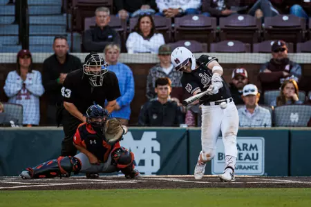 STARKVILLE, MS - April 21, 2024 - Mississippi State Infielder/Outfielder Connor Hujsak (#7) during the game between the Auburn Tigers and the Mississippi State Bulldogs at Dudy Noble Field at Polk-Dement Stadium in Starkville, MS. Photo By Mike Mattina