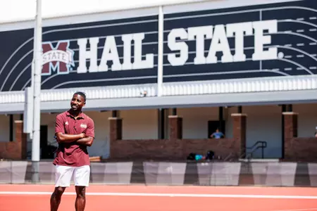 STARKVILLE, MS - April 26, 2024 - Mississippi State Head Coach Chris Woods during the Maroon and White Invitational at the Mike Sanders Track Complex in Starkville, MS. Photo By Mike Mattina