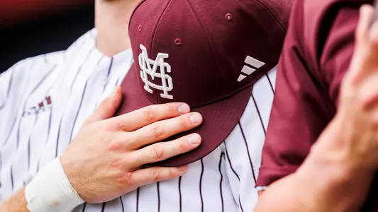 STARKVILLE, MS - April 02, 2024 - Mississippi State Bulldogs Baseball Hat during the game between the Central Arkansas Bears and the Mississippi State Bulldogs at Dudy Noble Field at Polk-Dement Stadium in Starkville, MS. Photo By Jaden Powell
