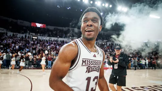STARKVILLE, MS - January 27, 2024 - Mississippi State Guard Josh Hubbard (#13) during the game between the Auburn Tigers and the Mississippi State Bulldogs at Humphrey Coliseum in Starkville, MS. Photo By Mike Mattina