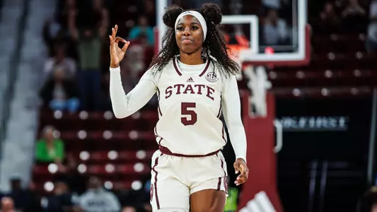 STARKVILLE, MS - December 14, 2023 - Mississippi State Forward Erynn Barnum (#5) during the game between the Jackson State Tigers and the Mississippi State Bulldogs at Humphrey Coliseum in Starkville, MS. Photo By Jaden Powell