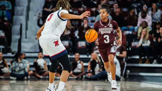 STARKVILLE, MS - January 14, 2024 - Mississippi State Guard Lauren Park-Lane (#3) during the game between the Ole Miss Rebels and the Mississippi State Bulldogs at Humphrey Coliseum in Starkville, MS. Photo By Jaden Powell