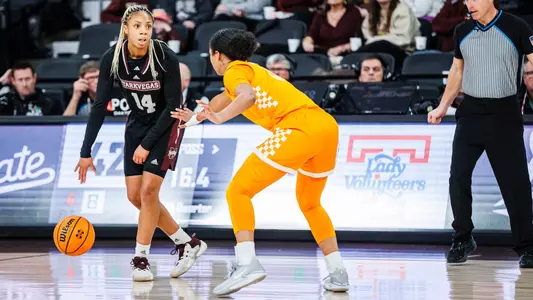 STARKVILLE, MS - January 18, 2024 - Mississippi State Guard Mjracle Sheppard (#14) during the game between the Tennessee Volunteers and the Mississippi State Bulldogs at Humphrey Coliseum in Starkville, MS. Photo By Jaden Powell