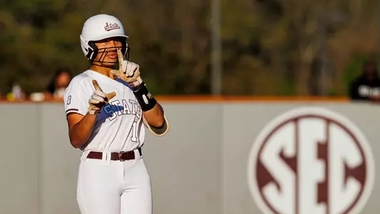 STARKVILLE, MS - March 28, 2024 - Mississippi State Infielder Nadia Barbary (#10) during the game between the Florida Gators and the Mississippi State Bulldogs at Nusz Park in Starkville, MS. Photo By Mike Mattina