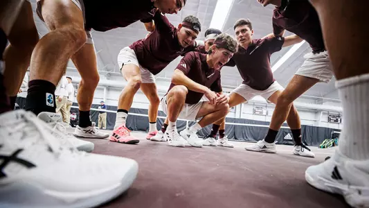 STARKVILLE, MS - January 27, 2024 - Mississippi State's Marshall Landry during the match between the Virginia Commonwealth Rams and the Mississippi State Bulldogs at the Rula Tennis Pavilion in Starkville, MS. Photo By Jaden Powell