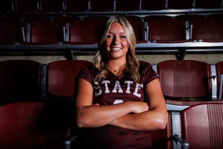 STARKVILLE, MS - July 22, 2024 - Mississippi State Defensive Specialist Mary Neal (#8) during production day at the Newell-Grissom Building in Starkville, MS. Photo By Hallie Walker