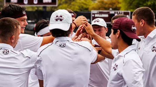 STARKVILLE, MS - March 31, 2024 - The Mississippi State Bulldogs during the match between the Alabama Crimson Tide and the Mississippi State Bulldogs at the AJ Pitts Tennis Centre in Starkville, MS. Photo By Jhordyn Stallworth