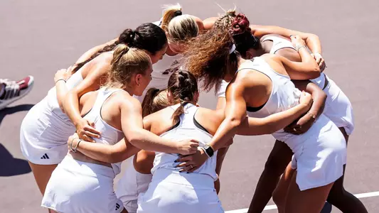 STARKVILLE, MS - April 14, 2024 - The Mississippi State Bulldogs during the match between the Missouri Tigers and the Mississippi State Bulldogs at the AJ Pitts Tennis Centre in Starkville, MS. Photo By Mike Mattina