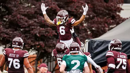 STARKVILLE, MS - April 20, 2024 - Mississippi State Wide Receiver Kevin Coleman (#6) during the 2024 Spring Football Game at Davis Wade Stadium at Scott Field in Starkville, MS. Photo By Mike Mattina