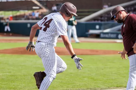 Jace Norton STARKVILLE, MS - October 21, 2023 - Mississippi State Infielder Jace Norton (#24) during the game between the UAB Blazers and the Mississippi State Bulldogs at Dudy Noble Field at Polk-Dement Stadium in Starkville, MS. Photo By Will Porada