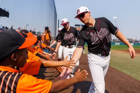 Max Miller STARKVILLE, MS - February 25, 2024 - Mississippi State Pitcher Max Miller (#19) during the game between the Georgia Southern Eagles and the Mississippi State Bulldogs at Dudy Noble Field at Polk-Dement Stadium in Starkville, MS. Photo By Bailey Black