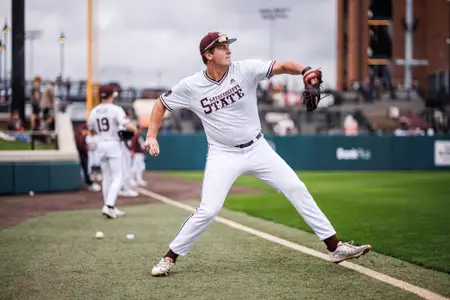 Gage Haley STARKVILLE, MS - March 09, 2024 - Mississippi State Pitcher Gage Haley (#28) during the game between the Evansville Purple Aces and the Mississippi State Bulldogs at Dudy Noble Field at Polk-Dement Stadium in Starkville, MS. Photo By Bailey Black