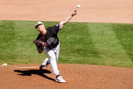 Max Miller STARKVILLE, MS - March 10, 2024 - Mississippi State Pitcher Max Miller (#19) during the game between the Evansville Purple Aces and the Mississippi State Bulldogs at Dudy Noble Field at Polk-Dement Stadium in Starkville, MS. Photo By Jaden Powell