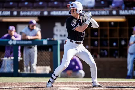 Michael O'Brien STARKVILLE, MS - March 10, 2024 - Mississippi State Outfielder Michael O'Brien (#32) during the game between the Evansville Purple Aces and the Mississippi State Bulldogs at Dudy Noble Field at Polk-Dement Stadium in Starkville, MS. Photo By Jaden Powell