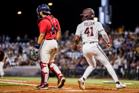 Ethan Pulliam PEARL, MS - May 01, 2024 - Mississippi State Infielder/Outfielder Ethan Pulliam (#41) during the game between the Ole Miss Rebels and the Mississippi State Bulldogs at Trustmark Park in Pearl, MS. Photo By Jaden Powell
